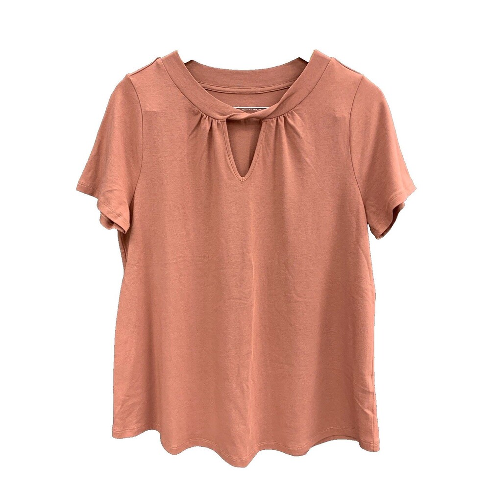 Soft Surroundings Pastel Orange Coral Pima Cotton Blend Twist Neck Top M Coastal